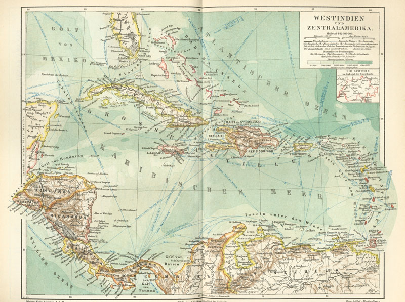 Westindien Und Zentral-amerika %28doppelseitige Farbkarte%29